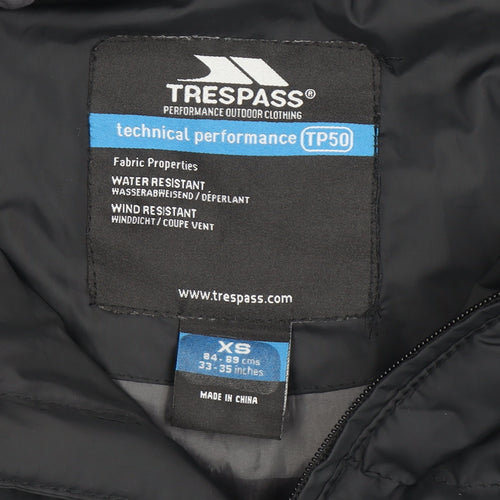 Trespass Men’s Black XS Puffer Jacket Hooded Water Resistant Winter Coat