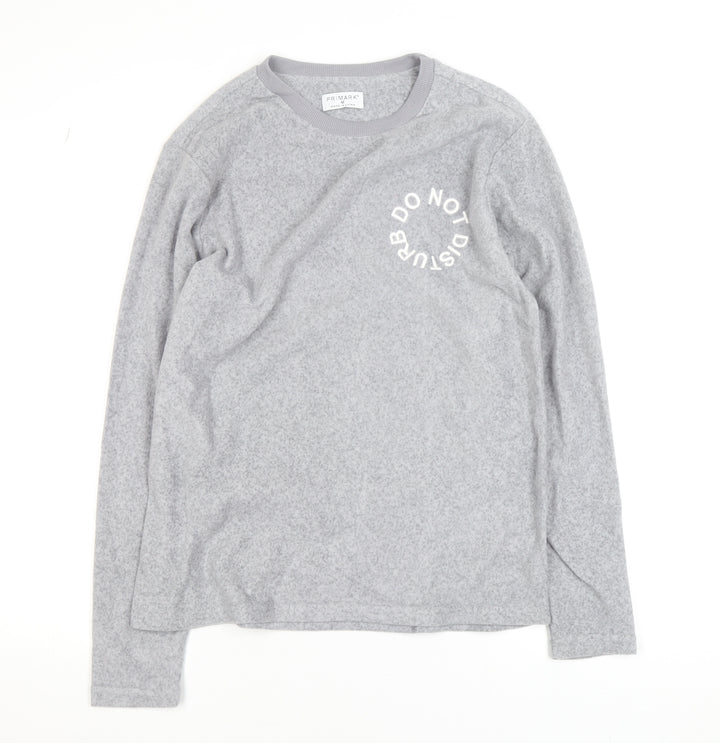 Primark Womens Grey Fleece Pullover Jumper Size M Long Sleeve