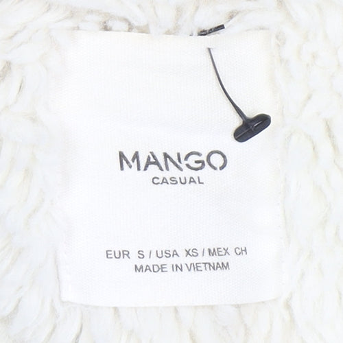 Mango Women’s Green Parka Coat Size 8 Hooded Drawstring Mid-Length