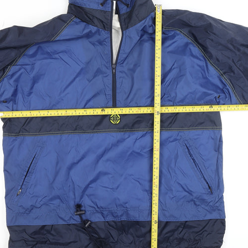 Marcel Clair Men's Blue Nylon Half Zip Windbreaker Jacket Size M 48/50