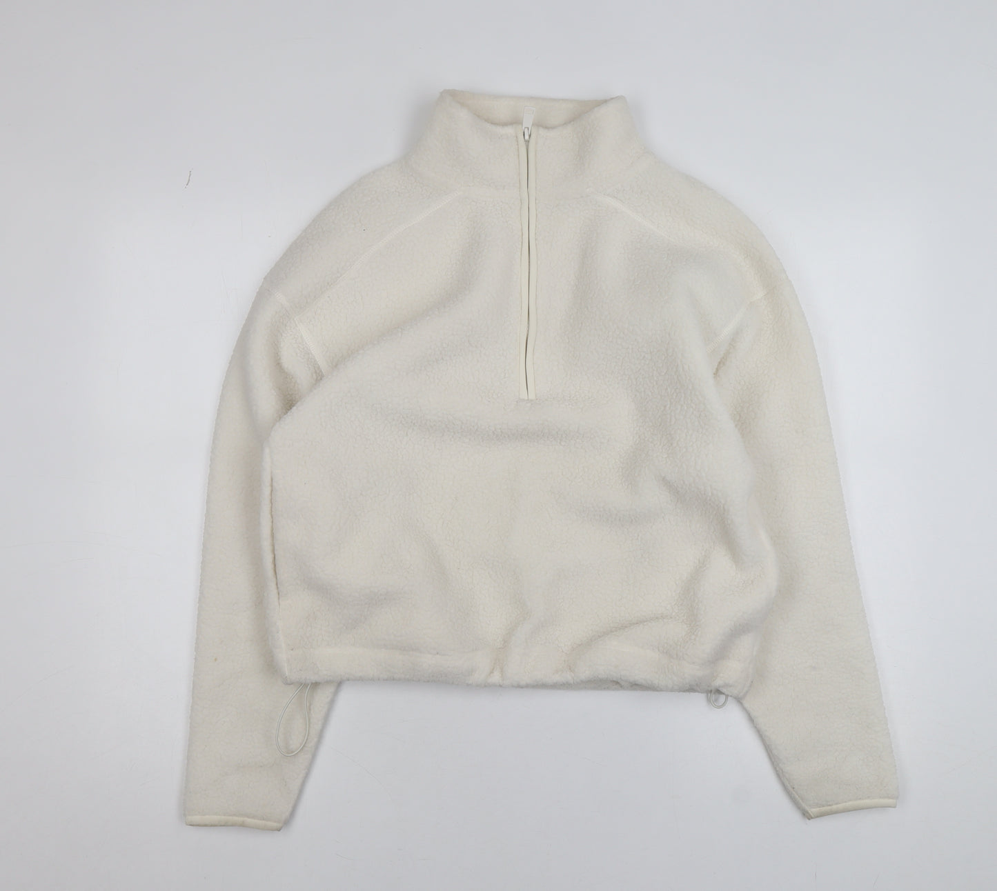 Primark Women Ivory Fleece 1/4 Zip Pullover Sweatshirt XS