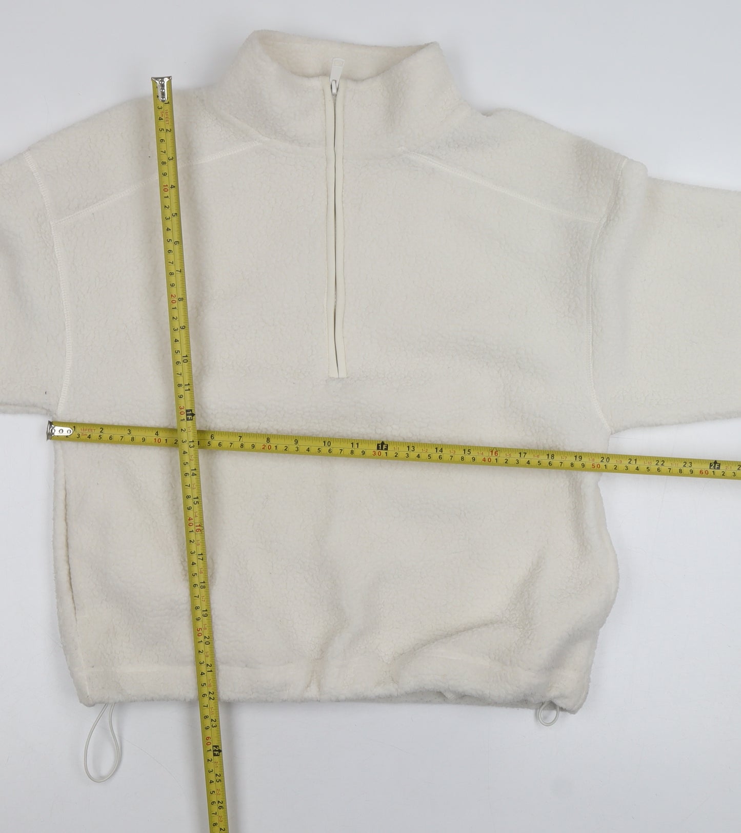 Primark Women Ivory Fleece 1/4 Zip Pullover Sweatshirt XS
