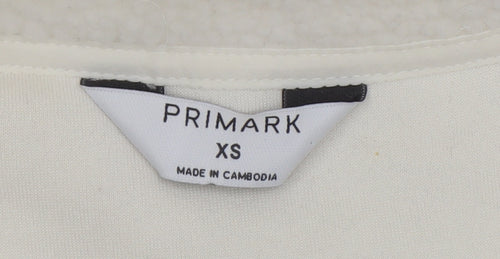 Primark Women Ivory Fleece 1/4 Zip Pullover Sweatshirt XS