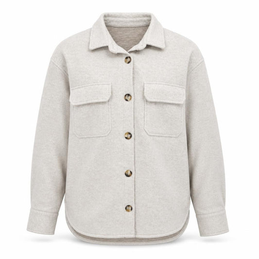 Front view of Ardene Men Beige Relaxed Fit Long Sleeve Button-Up Casual Shirt S