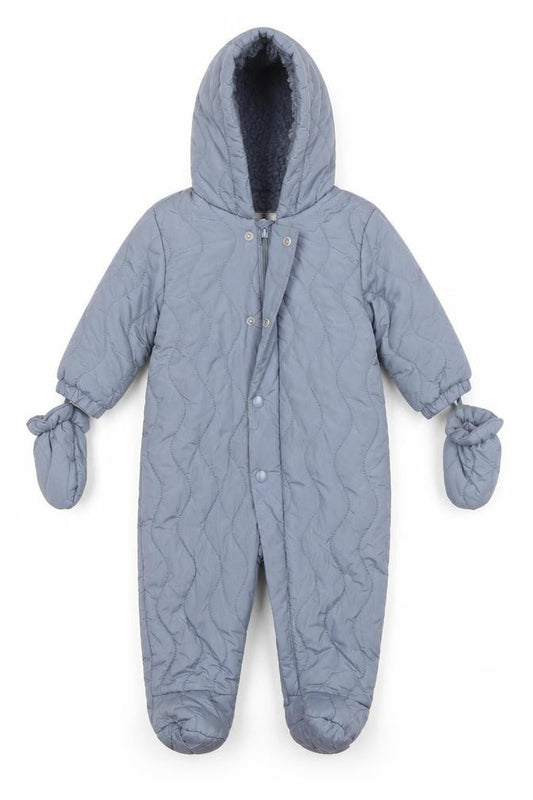 Marks and Spencer Blue Quilted Hooded Coverall 6-9 Months Unisex Winter