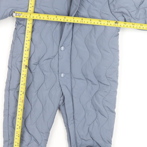 Marks and Spencer Blue Quilted Hooded Coverall 6-9 Months Unisex Winter