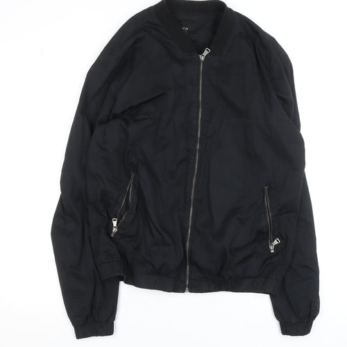 H&M Men's Black Bomber Jacket Size 54 (44in Chest) Casual Zip-Up