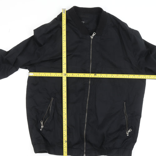 H&M Men's Black Bomber Jacket Size 54 (44in Chest) Casual Zip-Up