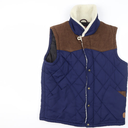 Tokyo Laundry Men's Blue Quilted Padded Waistcoat Lined Vest Size L