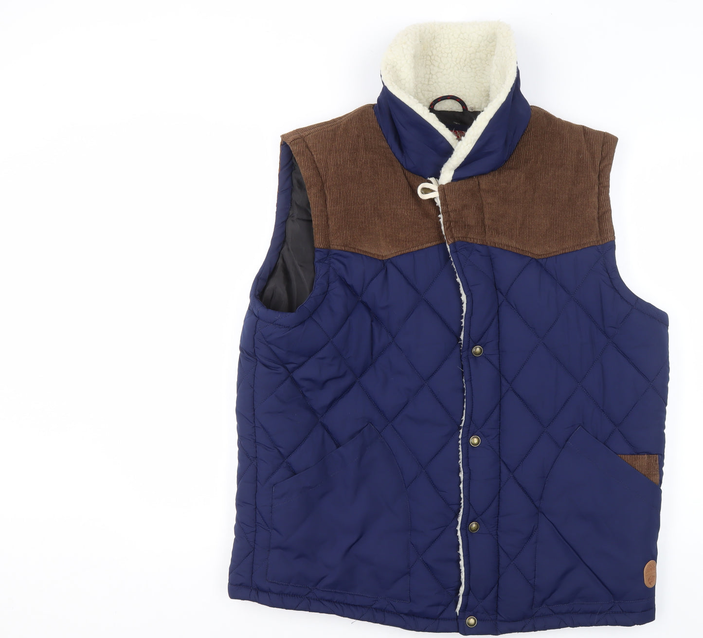 Tokyo Laundry Men's Blue Quilted Padded Waistcoat Lined Vest Size L