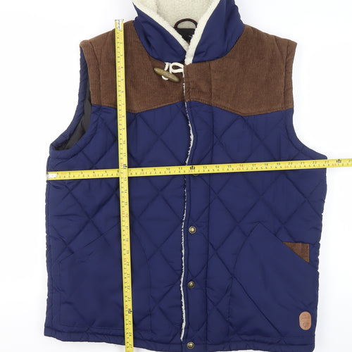 Tokyo Laundry Men's Blue Quilted Padded Waistcoat Lined Vest Size L