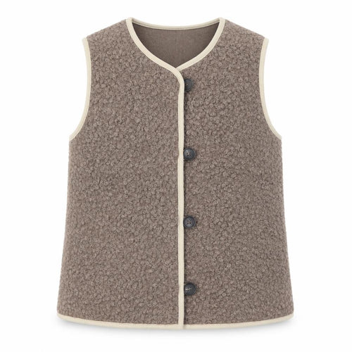 Levete Room Unisex Brown XS Fleece Button Waistcoat