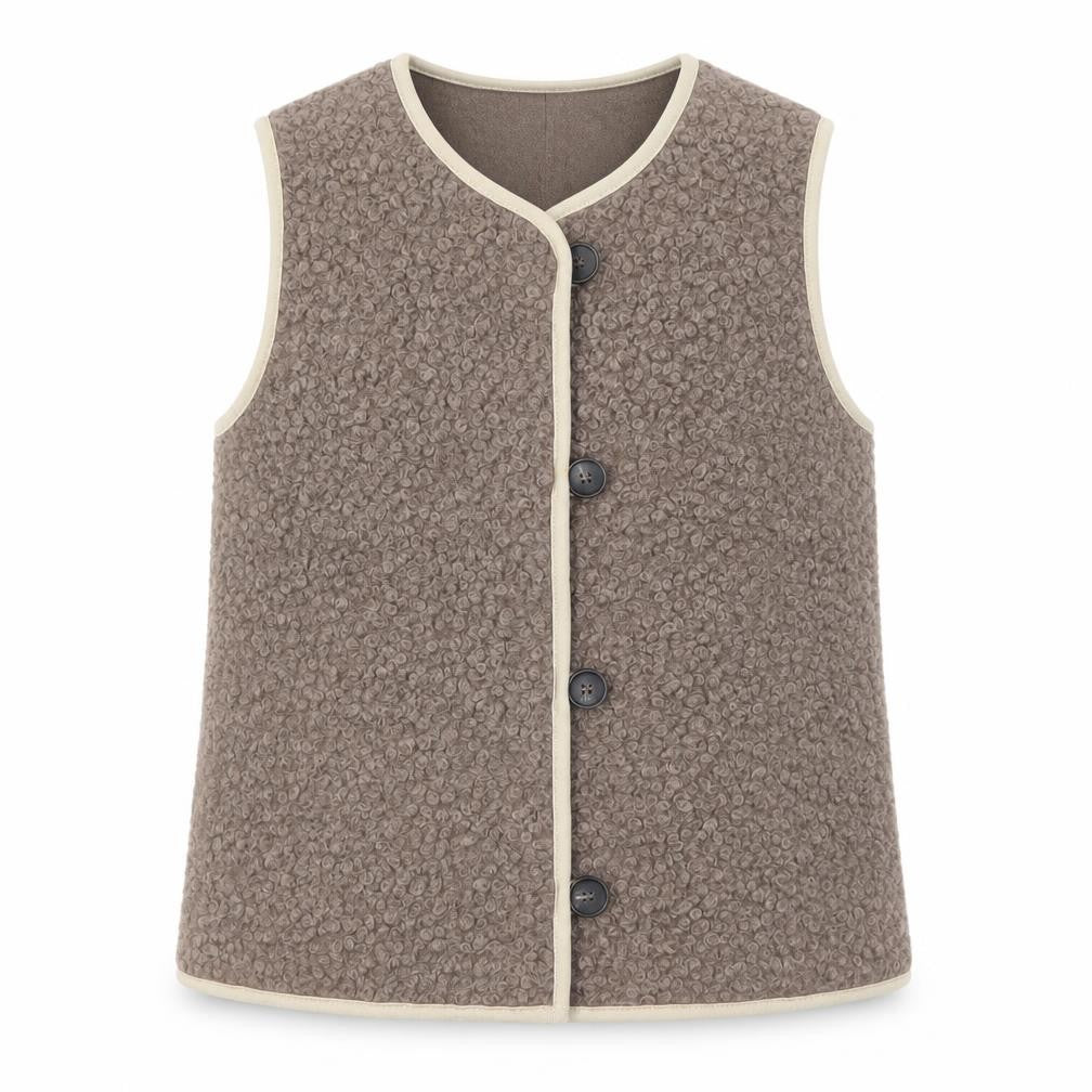 Levete Room Unisex Brown XS Fleece Button Waistcoat