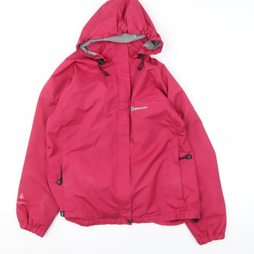 Outdoor Scene Womens Pink Waterproof Hooded Rain Coat Jacket M 12-14