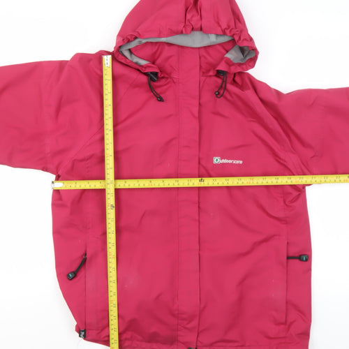 Outdoor Scene Womens Pink Waterproof Hooded Rain Coat Jacket M 12-14