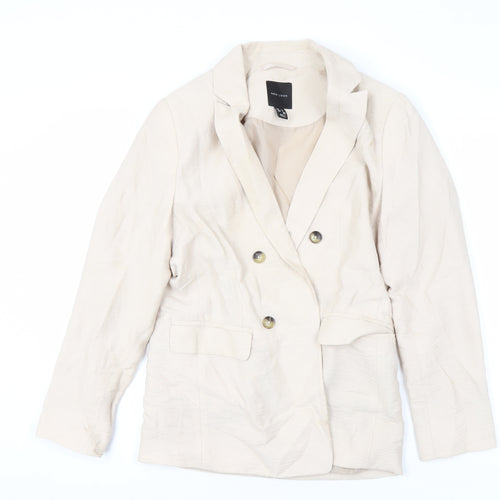 New Look Women Beige Double-Breasted Blazer UK 8 Viscose Mix
