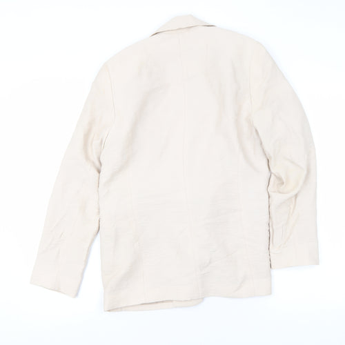 New Look Women Beige Double-Breasted Blazer UK 8 Viscose Mix