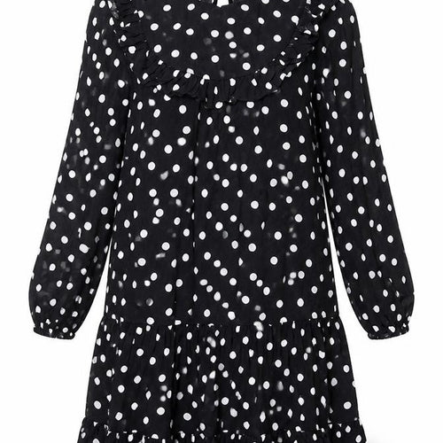 New Look Women's Black Polka Dot Ruffle A-Line Dress Size 12