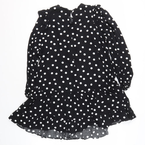 New Look Women's Black Polka Dot Ruffle A-Line Dress Size 12