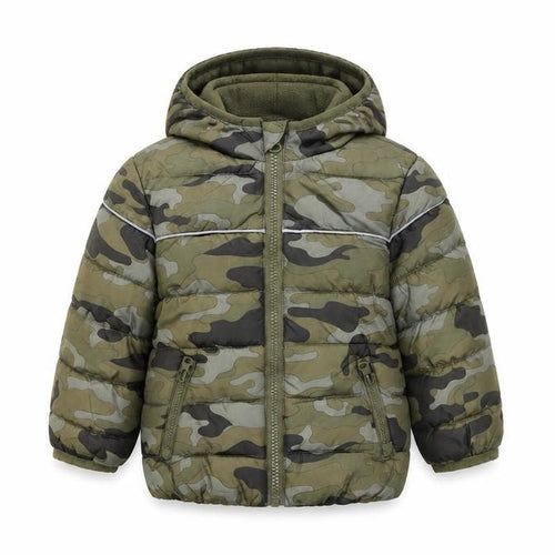 M&Co Unisex Baby Green Camouflage Puffer Jacket 12-18 Months Hooded Winter Coat