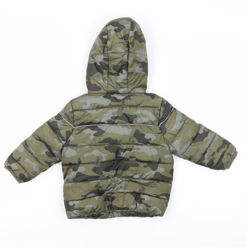 M&Co Unisex Baby Green Camouflage Puffer Jacket 12-18 Months Hooded Winter Coat