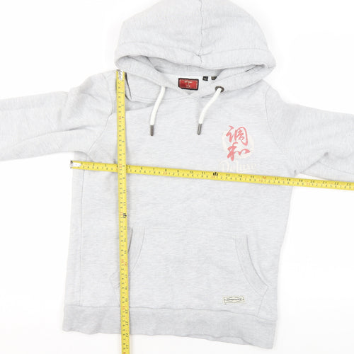 Superdry Women's Grey Embroidered Hoodie UK 12 Pullover Style