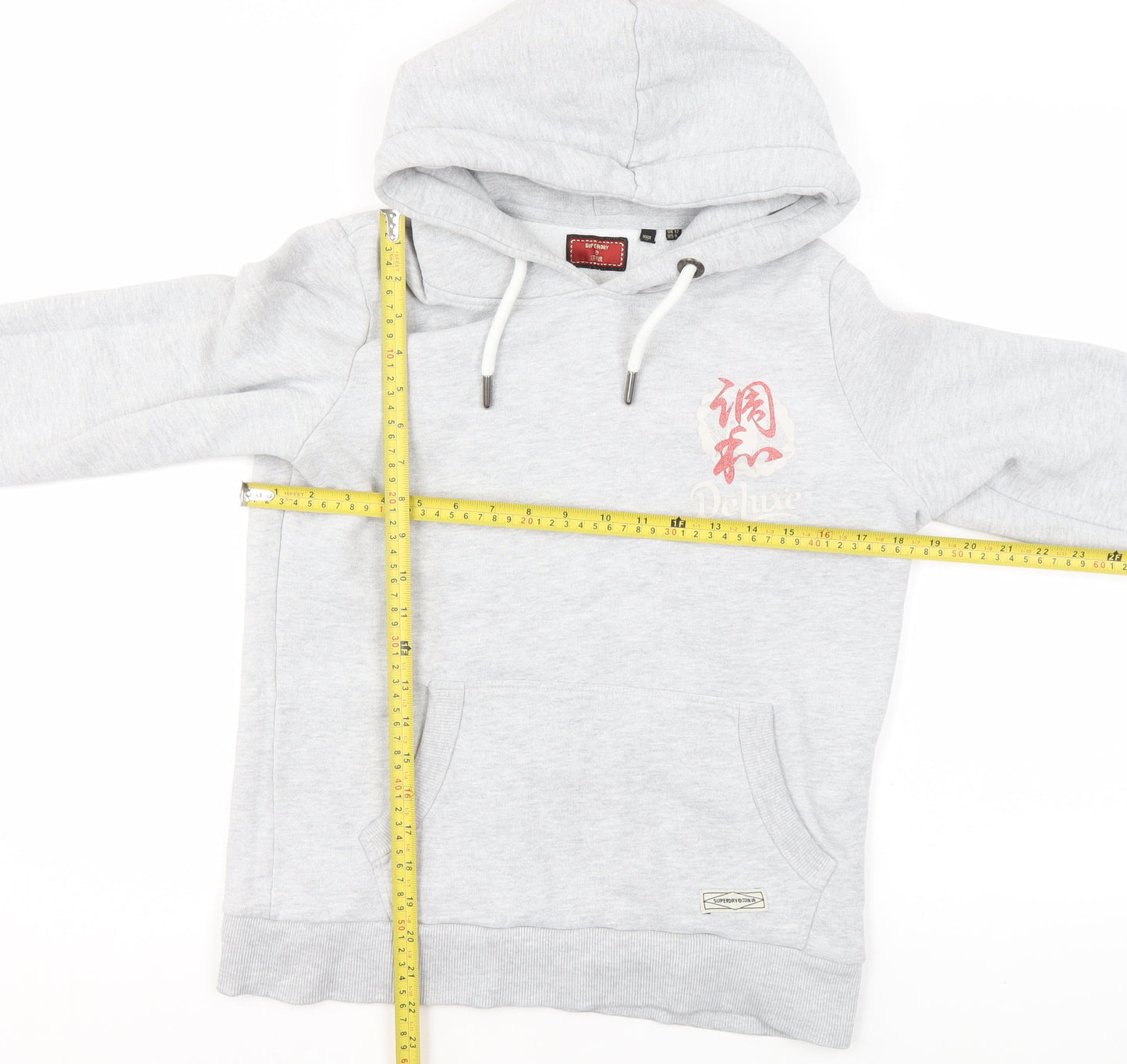 Superdry Women's Grey Embroidered Hoodie UK 12 Pullover Style