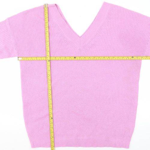 Yours Clothing Womens Pink V-Neck Acrylic Plus Size 18-20 Jumper