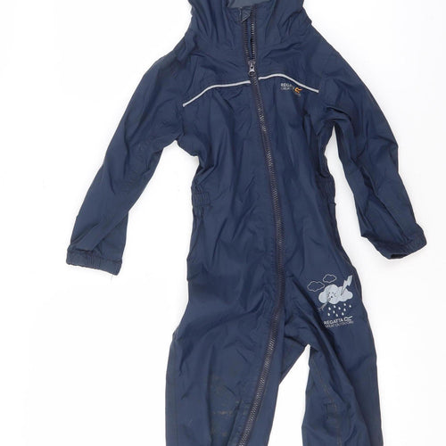 Regatta Boys Blue Waterproof Hooded Snowsuit 4-5 Years Full Zip Lined