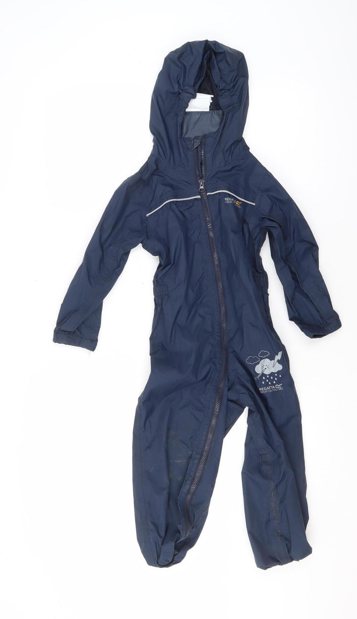 Regatta Boys Blue Waterproof Hooded Snowsuit 4-5 Years Full Zip Lined