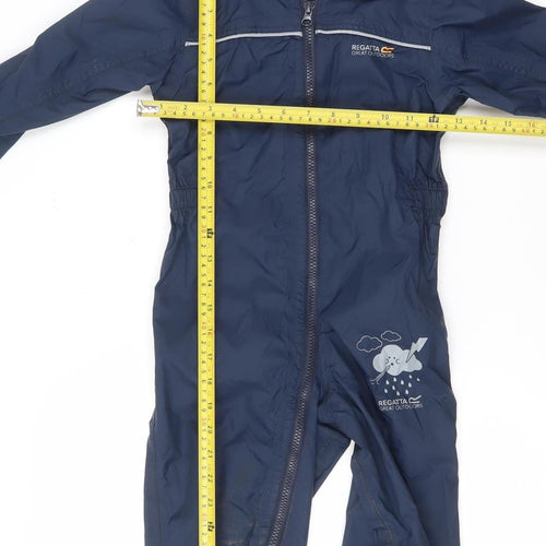 Regatta Boys Blue Waterproof Hooded Snowsuit 4-5 Years Full Zip Lined