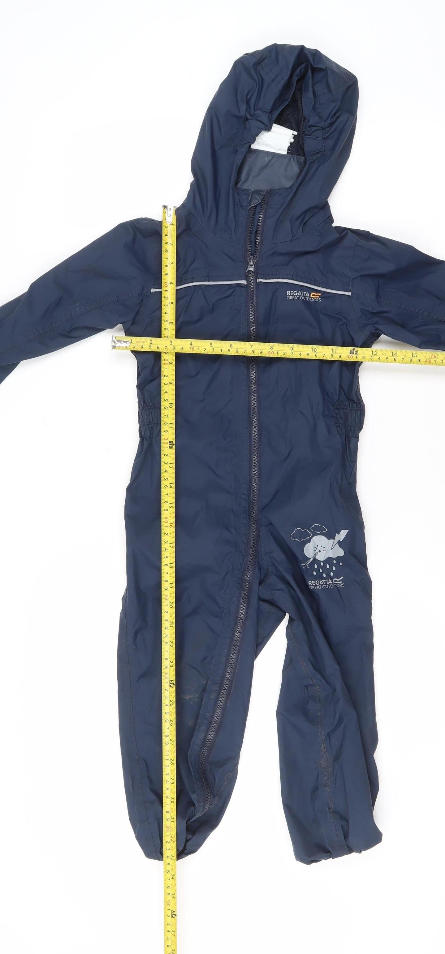 Regatta Boys Blue Waterproof Hooded Snowsuit 4-5 Years Full Zip Lined