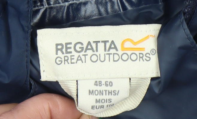 Regatta Boys Blue Waterproof Hooded Snowsuit 4-5 Years Full Zip Lined