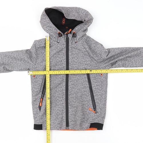 George Boys Grey Hooded Soft Shell Jacket 5-6 Years Full Zip Pockets
