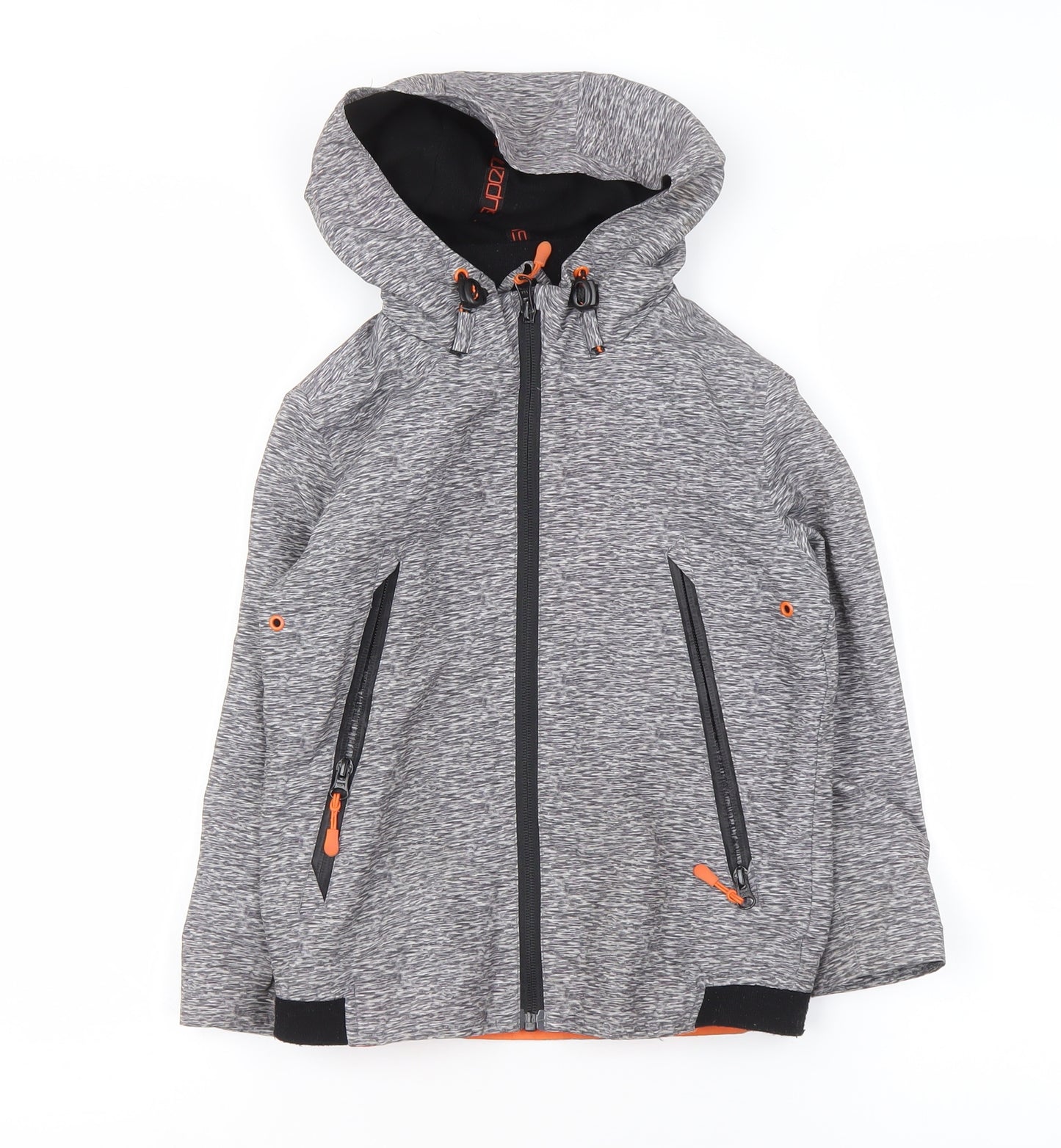 George Boys Grey Hooded Soft Shell Jacket 5-6 Years Full Zip Pockets