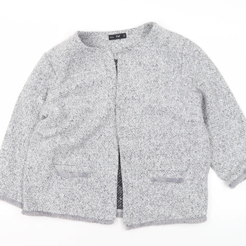 F&F Women’s Grey Open Front Cardigan UK 20 Polyester Long Sleeve