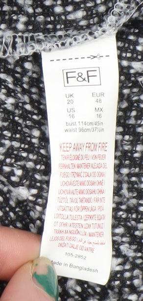 F&F Women’s Grey Open Front Cardigan UK 20 Polyester Long Sleeve
