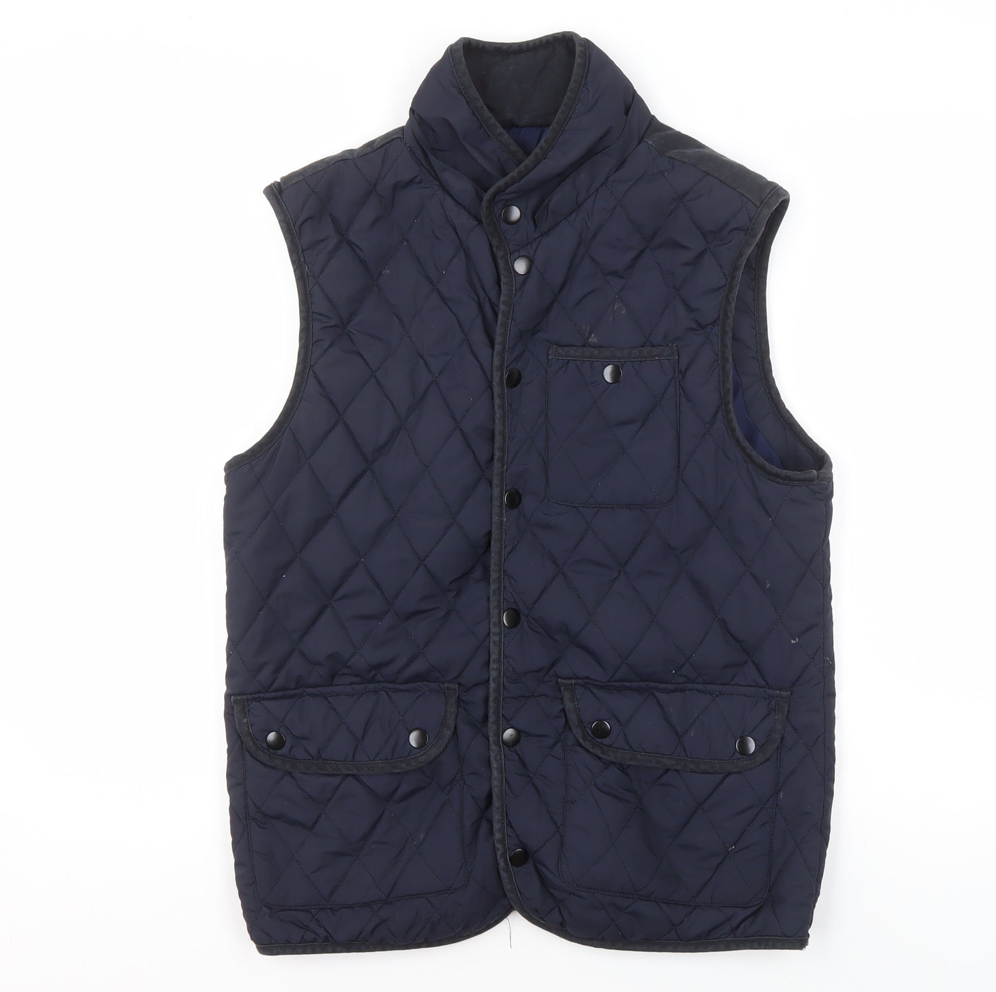 River Island Men's Blue Quilted Waistcoat S Regular Fit Polyester