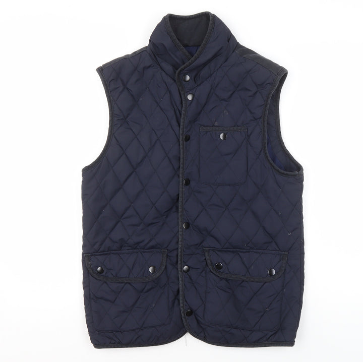 River Island Men's Blue Quilted Waistcoat S Regular Fit Polyester