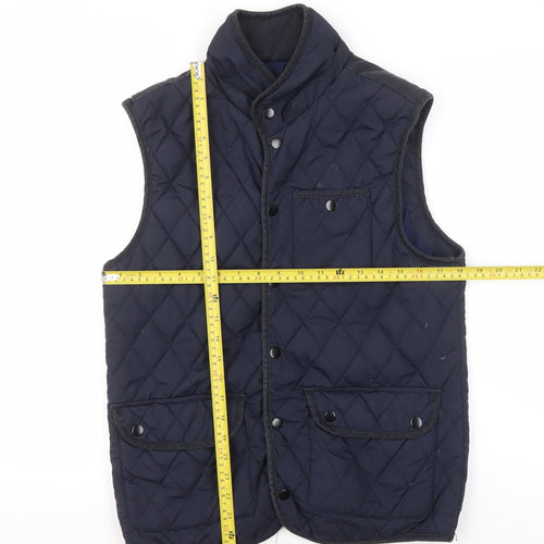 River Island Men's Blue Quilted Waistcoat S Regular Fit Polyester