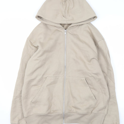 ASOS DESIGN Men’s Beige Full Zip Hoodie Size M Cotton Jersey