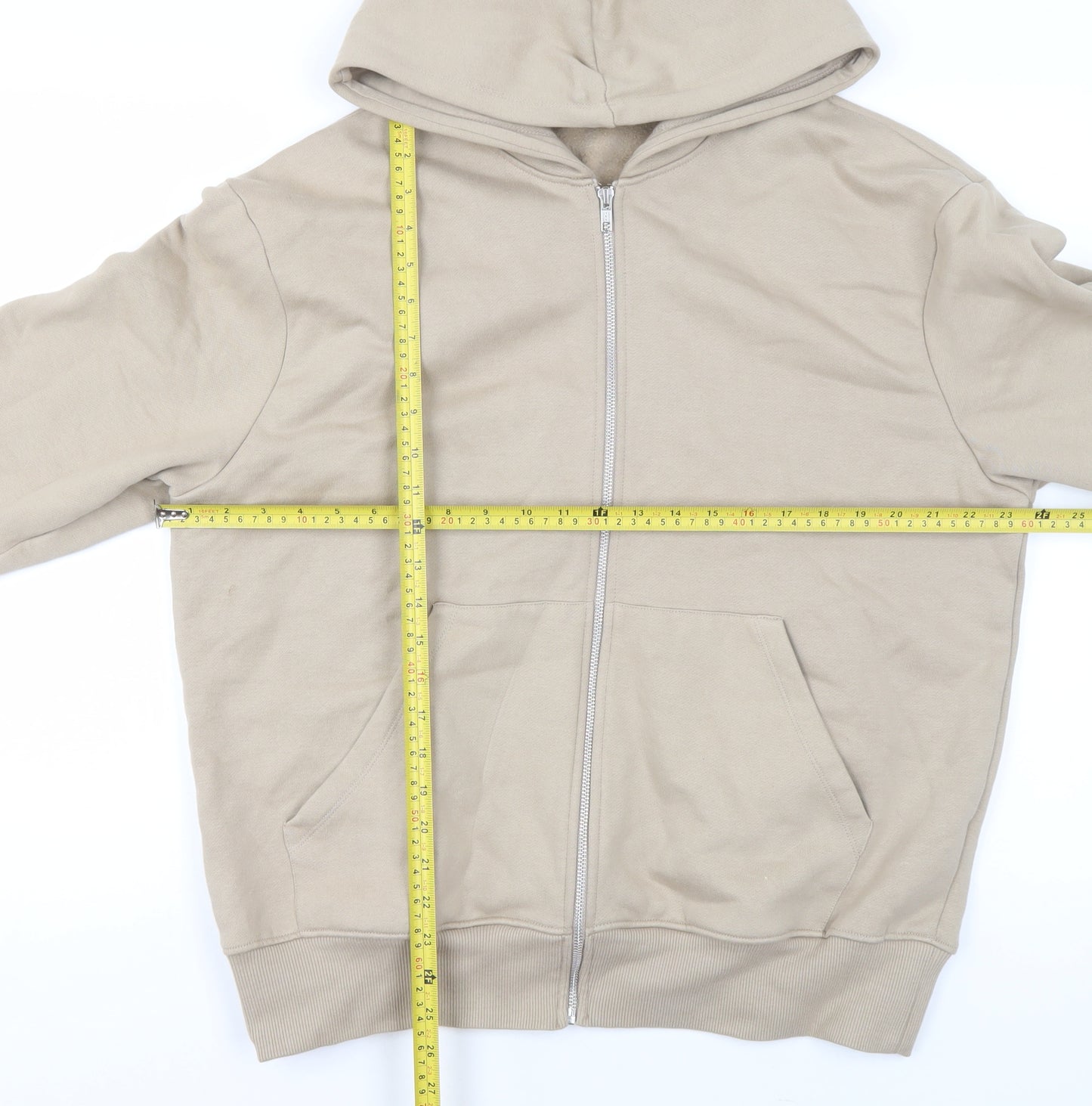 ASOS DESIGN Men’s Beige Full Zip Hoodie Size M Cotton Jersey