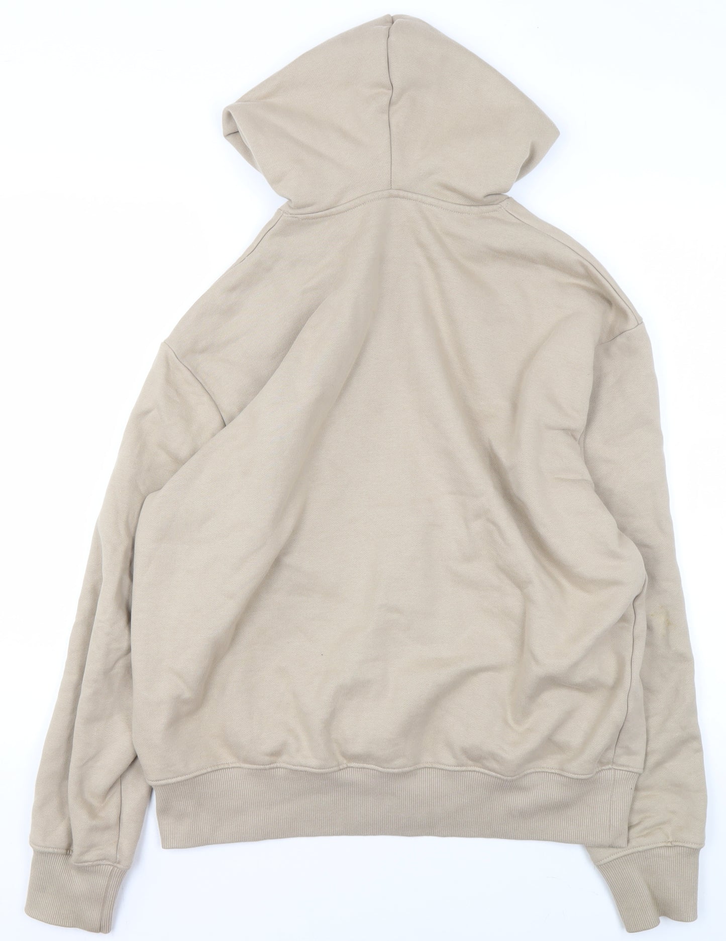ASOS DESIGN Men’s Beige Full Zip Hoodie Size M Cotton Jersey
