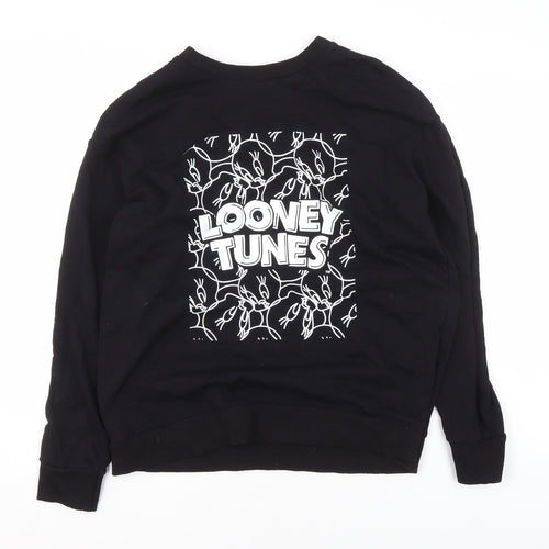 George Looney Tunes Women's Black Cotton Pullover Sweatshirt Size 12-14