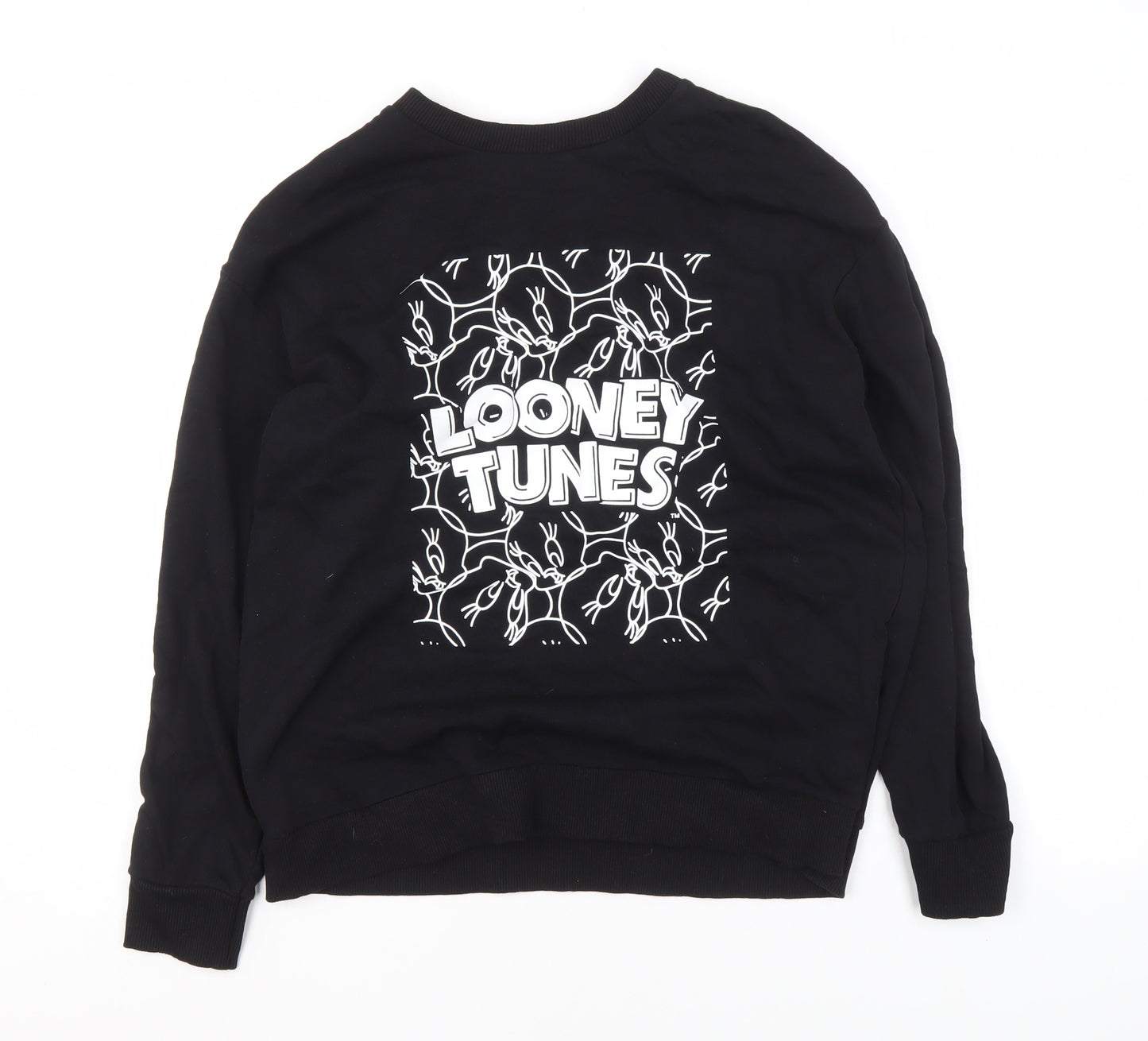 George Looney Tunes Women's Black Cotton Pullover Sweatshirt Size 12-14