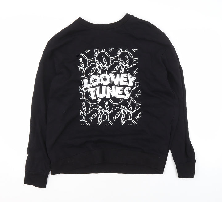 George Looney Tunes Women's Black Cotton Pullover Sweatshirt Size 12-14