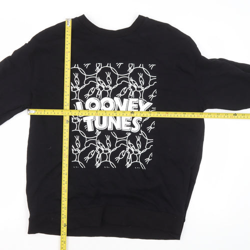 George Looney Tunes Women's Black Cotton Pullover Sweatshirt Size 12-14