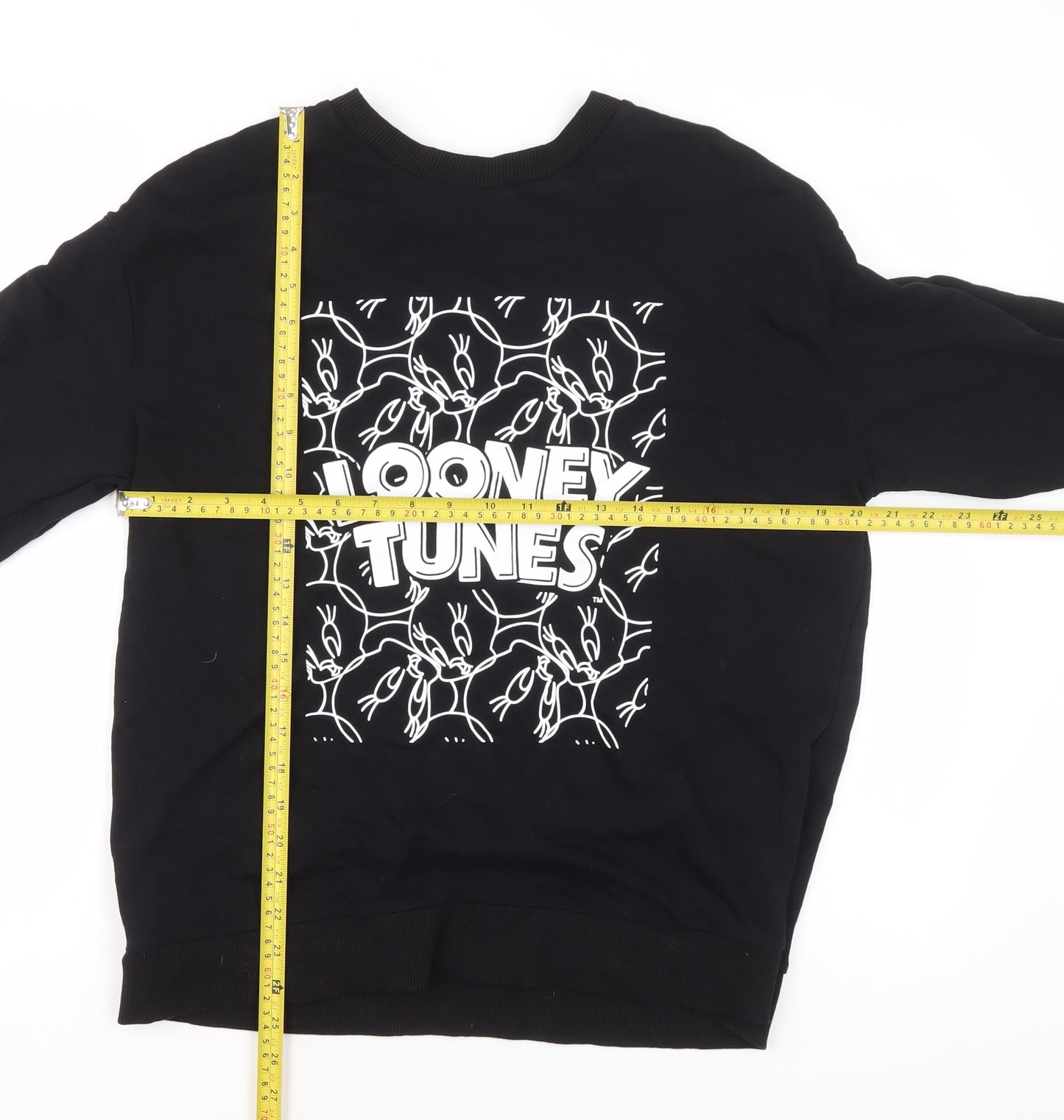 George Looney Tunes Women's Black Cotton Pullover Sweatshirt Size 12-14