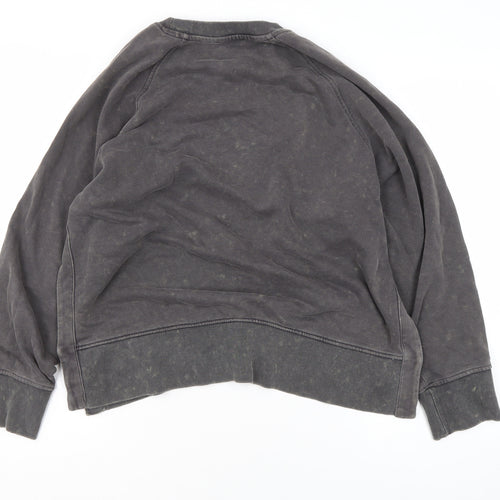 ZARA Women Grey Cotton Blend Pullover Sweatshirt Size S