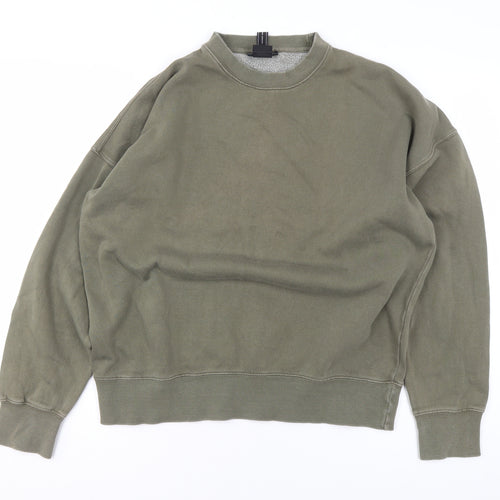 Pull&Bear Men's Green Crew Neck Sweatshirt Size S Classic Fit